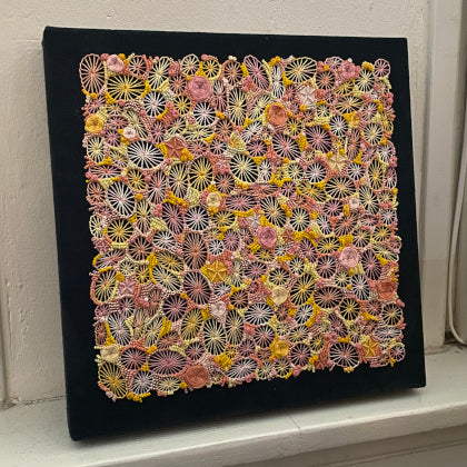 Chaos yellow salmon finished canvas