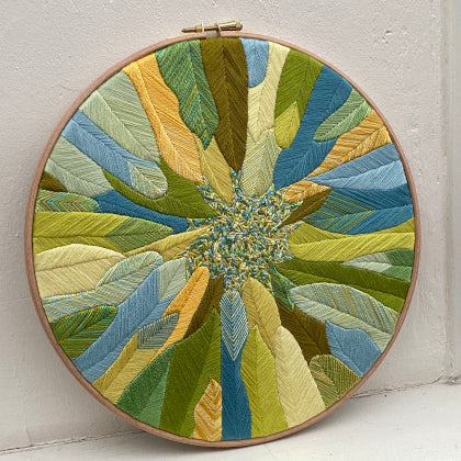 Pluma lime green yellow finished embroidery hoop