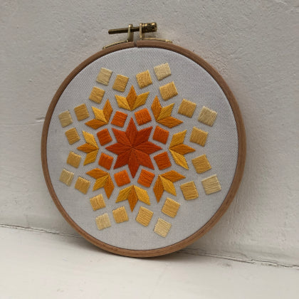 Rectangle yellow (kit example) dark to light finished embroidery hoop