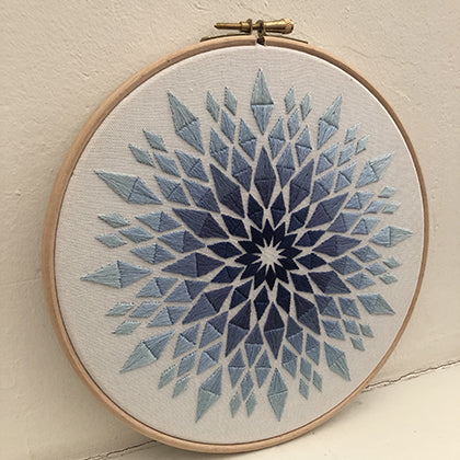 Adamas (kit example) dark to light lavender finished embroidery hoop