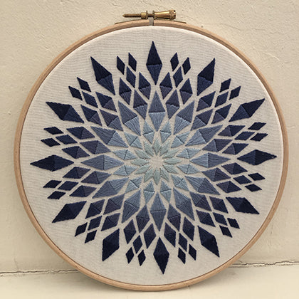 Adamas (kit example) light to dark lavender finished embroidery hoop