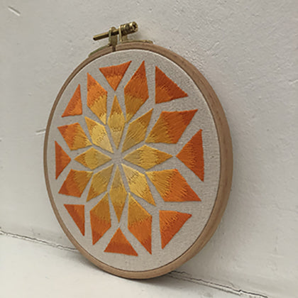 Mosaic yellow/orange finished embroidery hoop