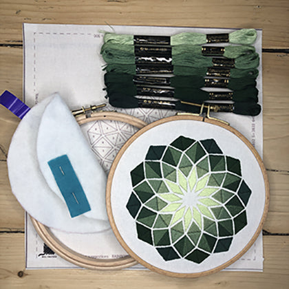 Rhombus dark green embroidery kit