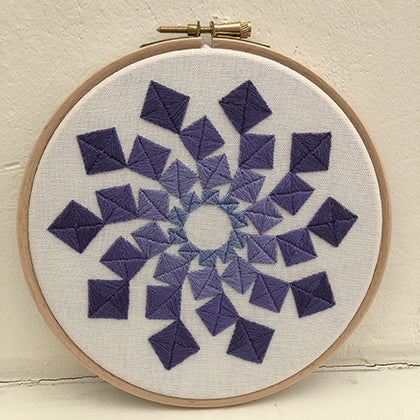Vier (kit example) light to dark purple finished embroidery hoop