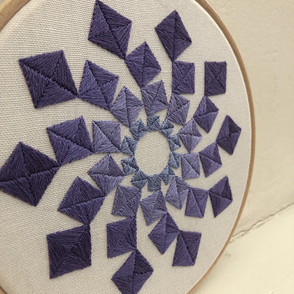Vier (kit example) light to dark purple finished embroidery hoop