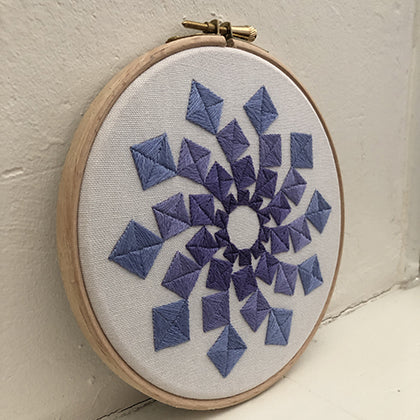 Vier (kit example) dark to light purple finished embroidery hoop